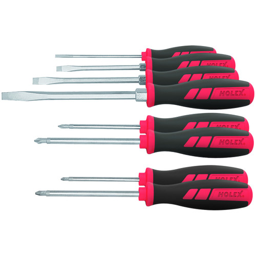 HOLEX Screwdriver set, 8 pieces for slot-head, Phillips and Pozidriv