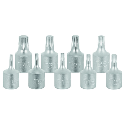 HOLEX Set of bit sockets for Torx, 1/4 inch square drive 9 pieces