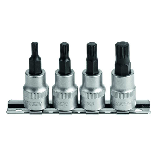 HOLEX Set of tri-square bit sockets, 3/8 inch square drive, 4 pieces
