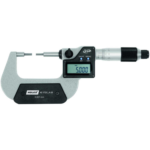 HOLEX Digital external micrometer with offset measuring faces