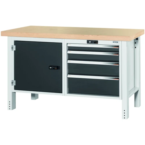 GARANT GridLine Workbench, left side cupboard, right side 4 drawers, Beech marine ply worktop, 20x20G
