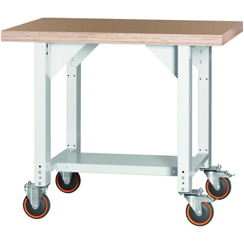 GARANT GridLine Vario workbench, mobile, height 850 mm, Beech marine ply worktop, 20x20G