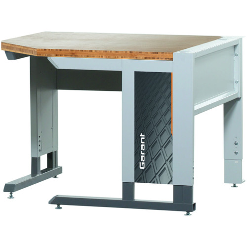 GARANT GridLine Corner workstation with base frame with bamboo worktop