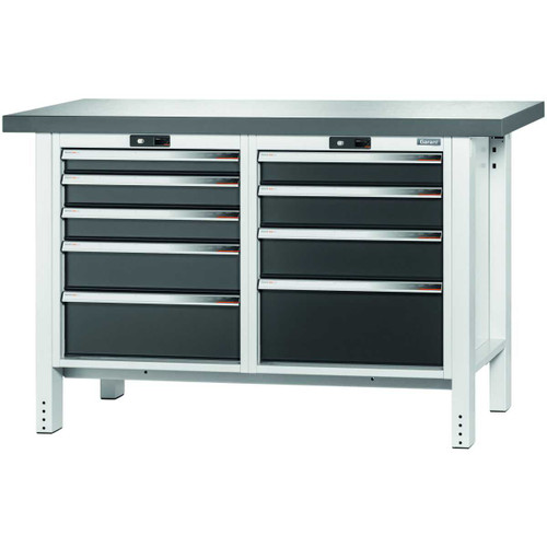 GARANT GridLine Workbench, 9 drawers, Eluplan worktop, dark, 20x20G