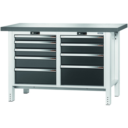 GARANT GridLine Workbench, 9 drawers, Eluplan worktop, dark, 20x20G