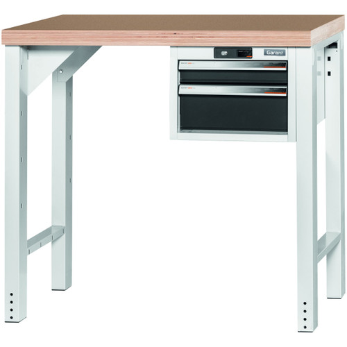 GARANT GridLine Vario workbench with drawer casing 16G, height 950 mm, Beech marine ply worktop, 12x20G
