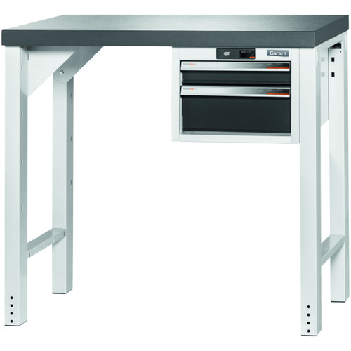 GARANT GridLine Vario workbench with drawer casing 16G, height 950 mm, Eluplan worktop, dark, 12x20G