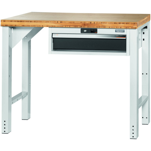 GARANT GridLine Vario workbench with drawer casing 24G, height 850 mm, Bamboo worktop, 20x20G