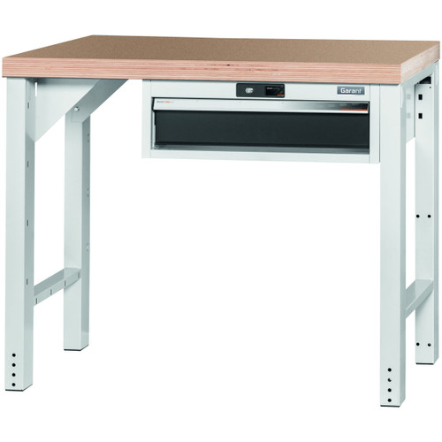 GARANT GridLine Vario workbench with drawer casing 24G, height 850 mm, Beech marine ply worktop, 20x20G
