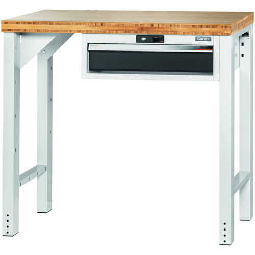 GARANT GridLine Vario workbench with drawer casing 24G, height 950 mm, Bamboo worktop, 20x20G