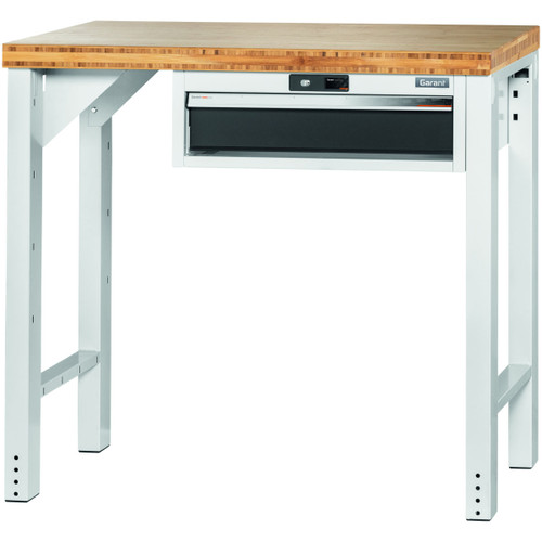GARANT GridLine Vario workbench with drawer casing 24G, height 950 mm, Bamboo worktop, 20x20G