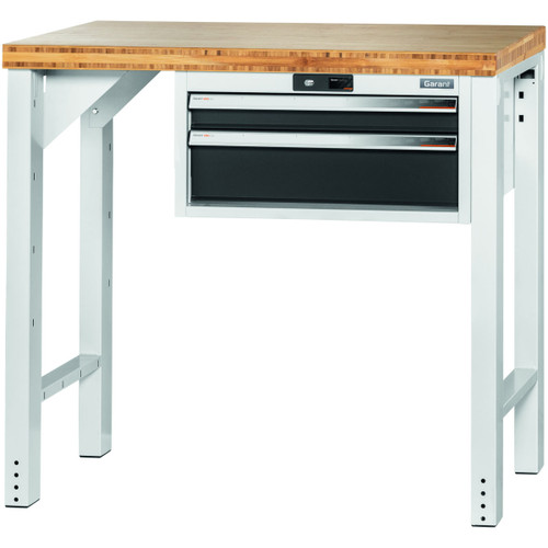 GARANT GridLine Vario workbench with drawer casing 24G, height 950 mm, Bamboo worktop, 20x20G