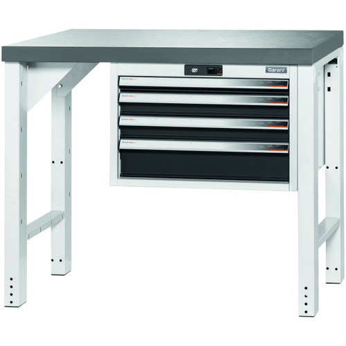 GARANT GridLine Vario workbench with drawer casing 24G, height 850 mm, Eluplan worktop, dark, 20x20G
