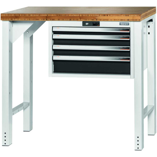 GARANT GridLine Vario workbench with drawer casing 24G, height 950 mm, Bamboo worktop, 20x20G