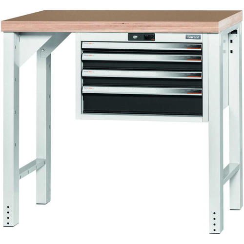 GARANT GridLine Vario workbench with drawer casing 24G, height 950 mm, Beech marine ply worktop, 20x20G