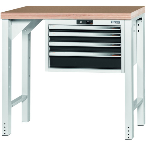 GARANT GridLine Vario workbench with drawer casing 24G, height 950 mm, Beech marine ply worktop, 20x20G