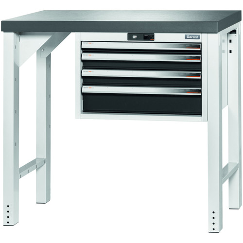 GARANT GridLine Vario workbench with drawer casing 24G, height 950 mm, Eluplan worktop, dark, 20x20G