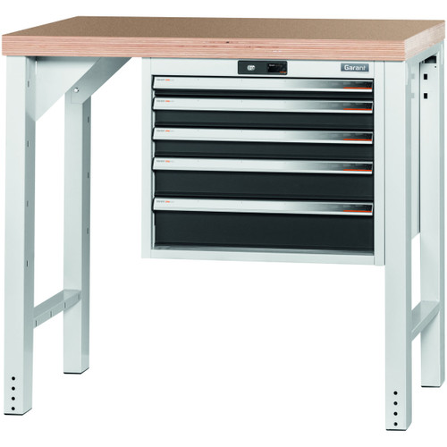 GARANT GridLine Vario workbench with drawer casing 24G, height 950 mm, Beech marine ply worktop, 20x20G