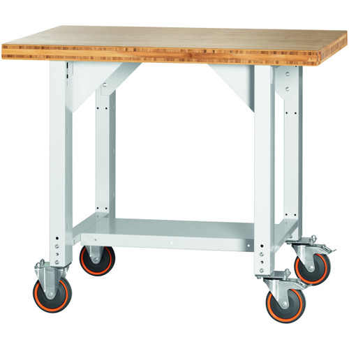 GARANT GridLine Vario workbench, mobile, height 850 mm, Bamboo worktop, 20x20G