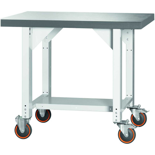 GARANT GridLine Vario workbench, mobile, height 850 mm, Eluplan worktop, dark, 20x20G