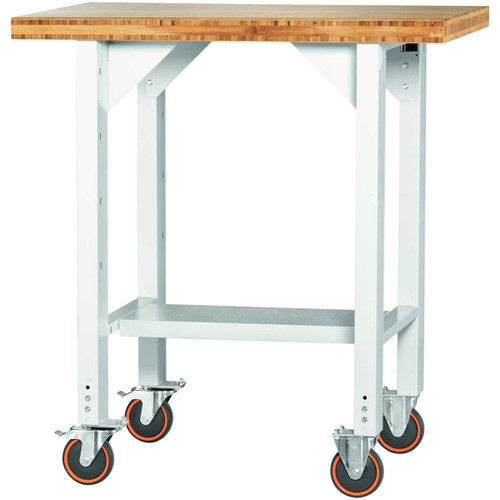 GARANT GridLine Vario workbench, mobile, height 950 mm, Bamboo worktop, 20x20G