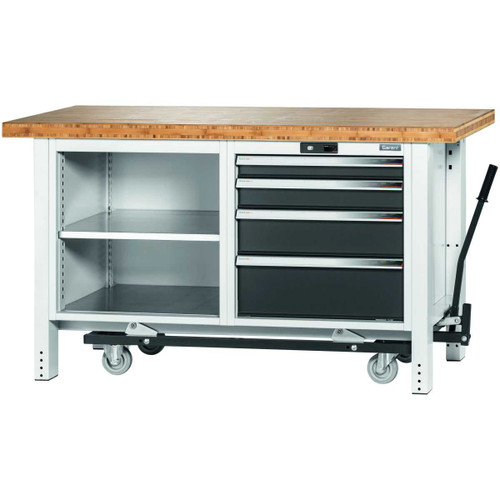 GARANT GridLine Workbench with undercarriage, height 850 mm with bamboo worktop, 20x20G