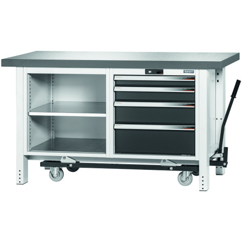 GARANT GridLine Workbench with undercarriage, height 850 mm with Eluplan worktop, dark, 20x20G
