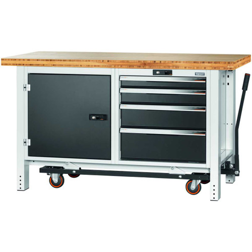 GARANT GridLine Workbench with undercarriage, height 850 mm with bamboo worktop, 20x20G