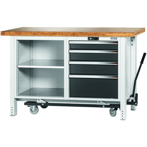 GARANT GridLine Workbench with undercarriage, height 950 mm with bamboo worktop, 20x20G