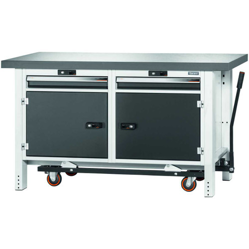 GARANT GridLine Workbench with undercarriage, height 850 mm with Eluplan worktop, dark, 20x20G