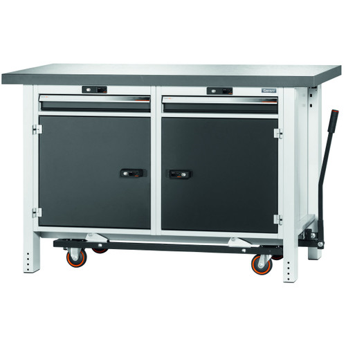 GARANT GridLine Workbench with undercarriage, height 950 mm with Eluplan worktop, dark, 20x20G