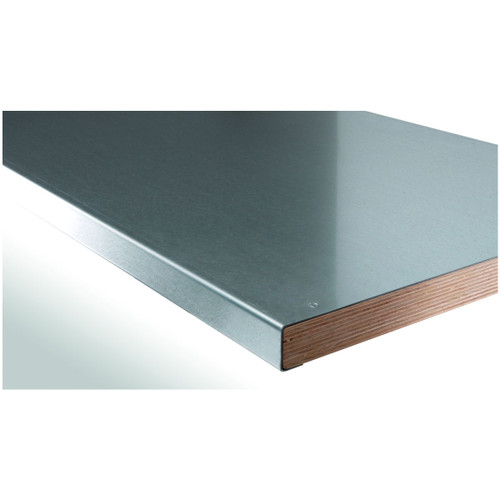 GARANT Worktop of beech marine ply with sheet steel covering, Depth 800 mm