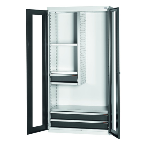 GARANT GridLine Base cabinet with divider and drawers with Viewing window swing doors