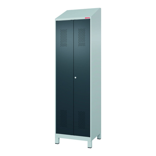 HOLEX Garment locker with sloping roof, for black-white separation and DOM cylinder lock
