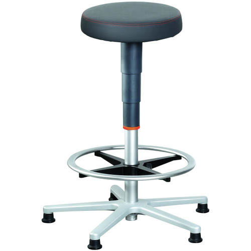 GARANT Work stool, synthetic leather, with glides and footrest ring, high