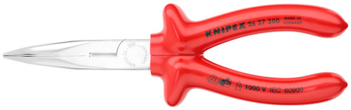 KNIPEX 8" Long Nose 40° Angled Pliers with Cutter-1000V Insulated
