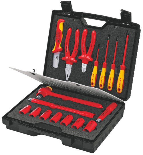 KNIPEX 17 Pc Compact Tool Set with Case-1000V Insulated