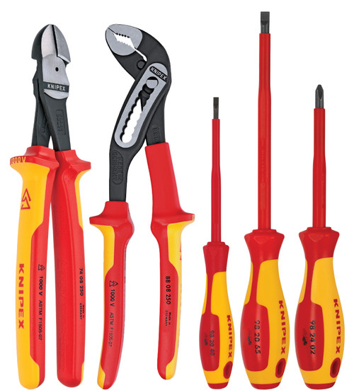 KNIPEX 5 Pc Automotive Pliers and Screwdriver Tool Set-1000V Insulated