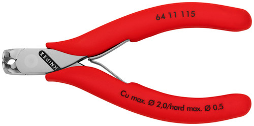 KNIPEX Electr End Cutting Nippers, 4.5", Flush Cut, End Cutter, 90°