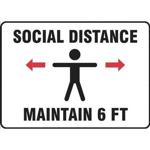 7 inch x 10 inch Plastic Social Distancing Sign