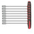 Eight inch-size T-handle drivers from this Holex nut driver set shown in a row with Santoprene grip handles