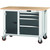 GARANT GridLine Workbench, mobile, left side cupboard, right side 4 drawers, Beech marine ply worktop, 20x20G