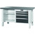 GARANT GridLine Workbench, left side open, right side 4 drawers, Eluplan worktop, dark, 20x20G