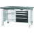 GARANT GridLine Workbench, left side open, right side 4 drawers, Eluplan worktop, dark, 20x20G