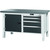 GARANT GridLine Workbench, left side cupboard, right side 4 drawers, Eluplan worktop, dark, 20x20G