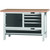 GARANT GridLine Workbench, left side cupboard, right side 4 drawers, wide drawer, Beech marine ply worktop, 20x20G