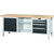 GARANT GridLine Workbench, left side cupboard, centre open, right side 4 drawers, Beech marine ply worktop, 20x20G