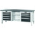 GARANT GridLine Workbench, left side 5 drawers, centre open, right side 4 drawers, Eluplan worktop, dark, 20x20G