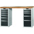GARANT GridLine Vario workbench with 2 drawer casings 16G, height 950 mm, Bamboo worktop, 12x20G