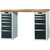 GARANT GridLine Vario workbench with 2 drawer casings 16G, height 950 mm, Bamboo worktop, 12x20G